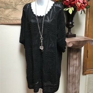 Elegant Black Crochet Sweater Dress/Tunic